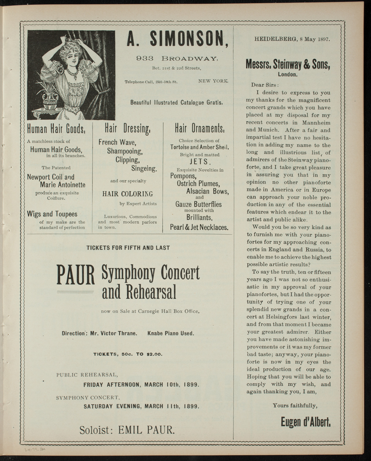 Comparative Literature Society Saturday Morning Conference, March 4, 1899, program page 5