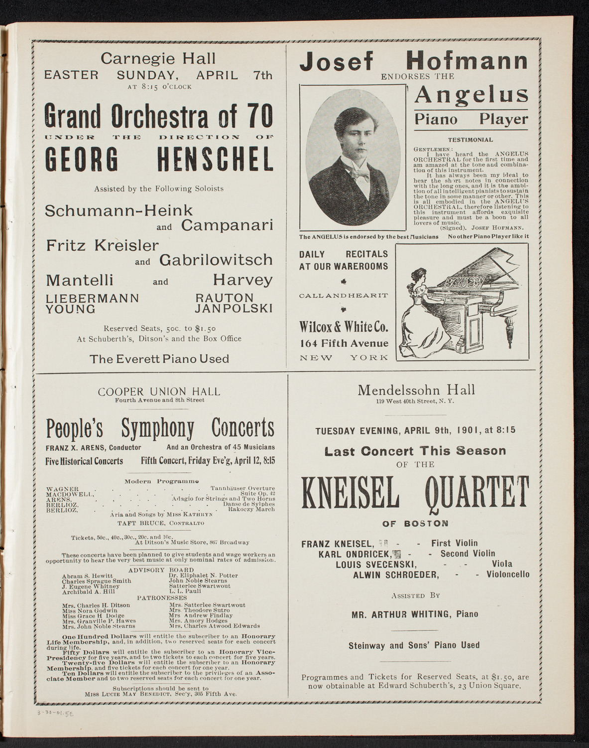 New York Philharmonic, March 30, 1901, program page 9