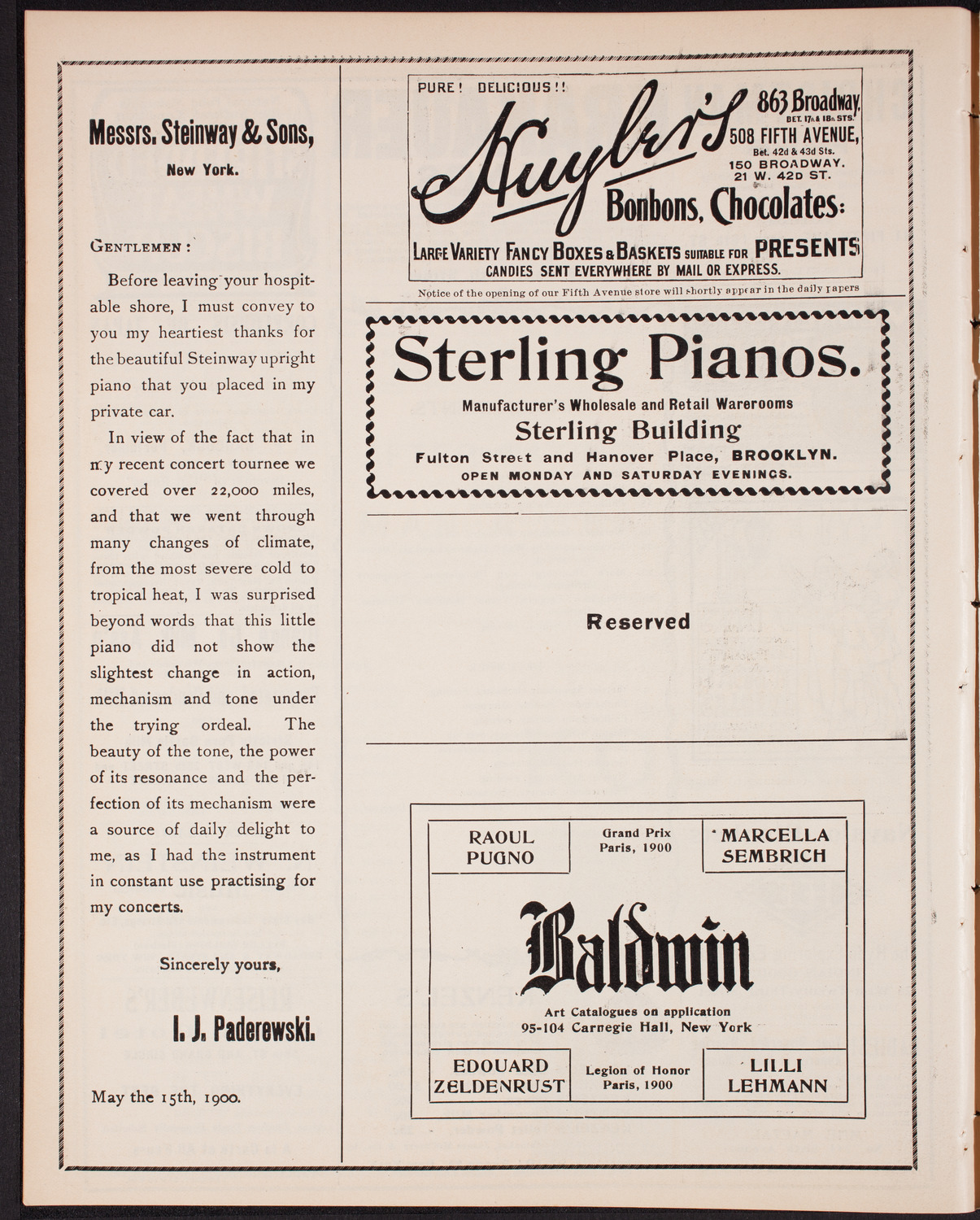 Benefit: St. Malachy's Roman Catholic Church, November 9, 1902, program page 4