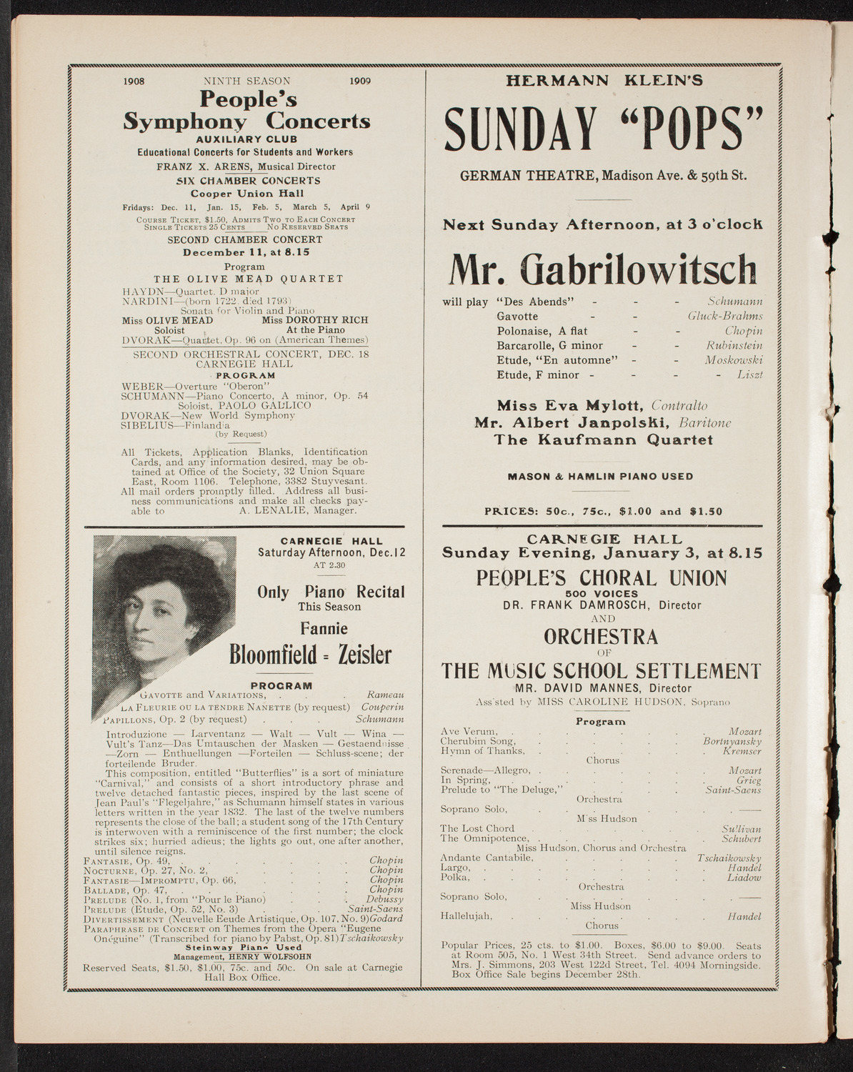 Russian Symphony Society of New York, December 10, 1908, program page 10