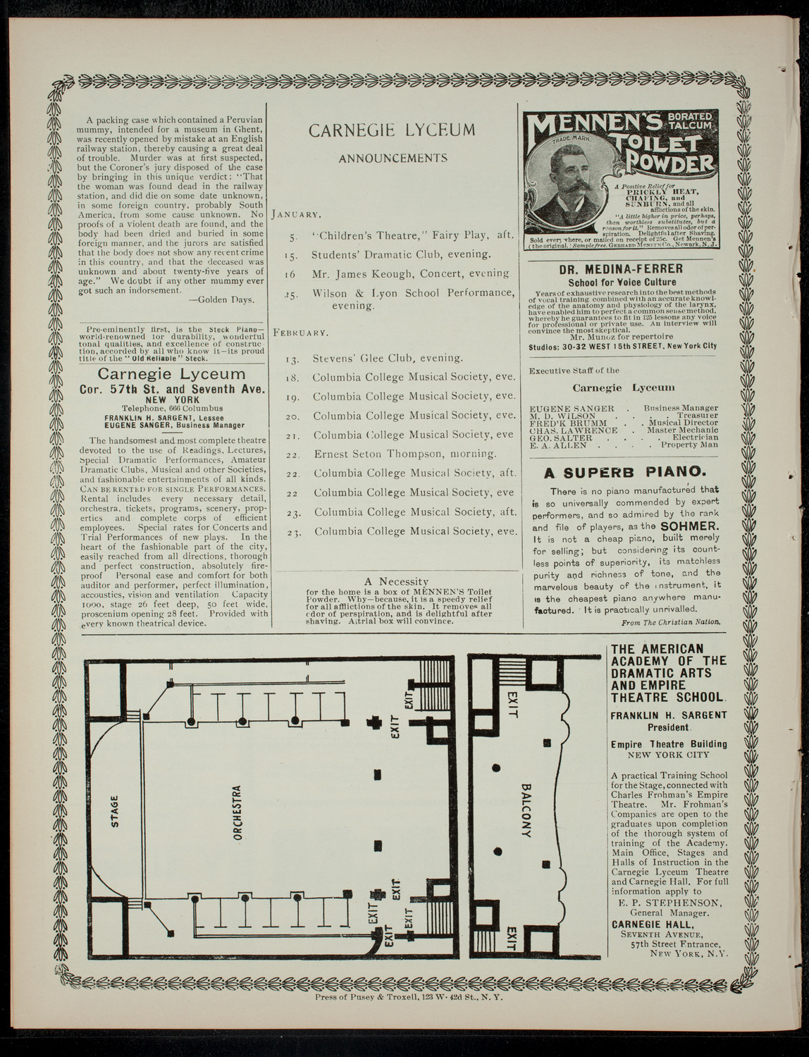 The Children's Theatre, January 4, 1901, program page 4