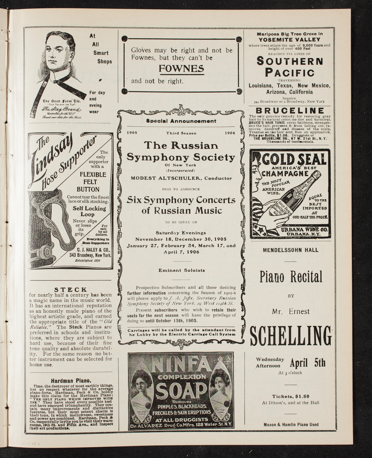 Russian Symphony Society of New York, April 1, 1905, program page 9