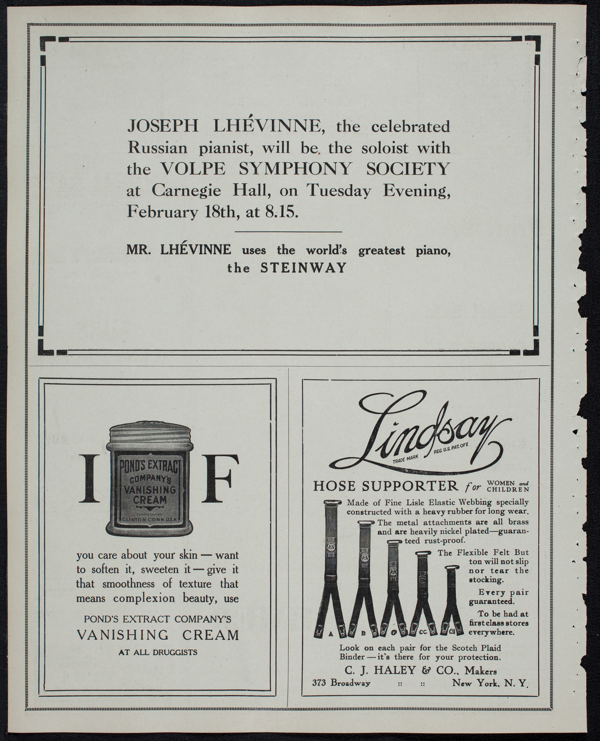 Eugène Ysaÿe, Violin, February 16, 1913, program page 4