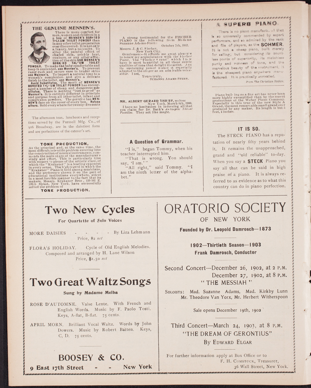 New York Philharmonic, December 5, 1902, program page 10