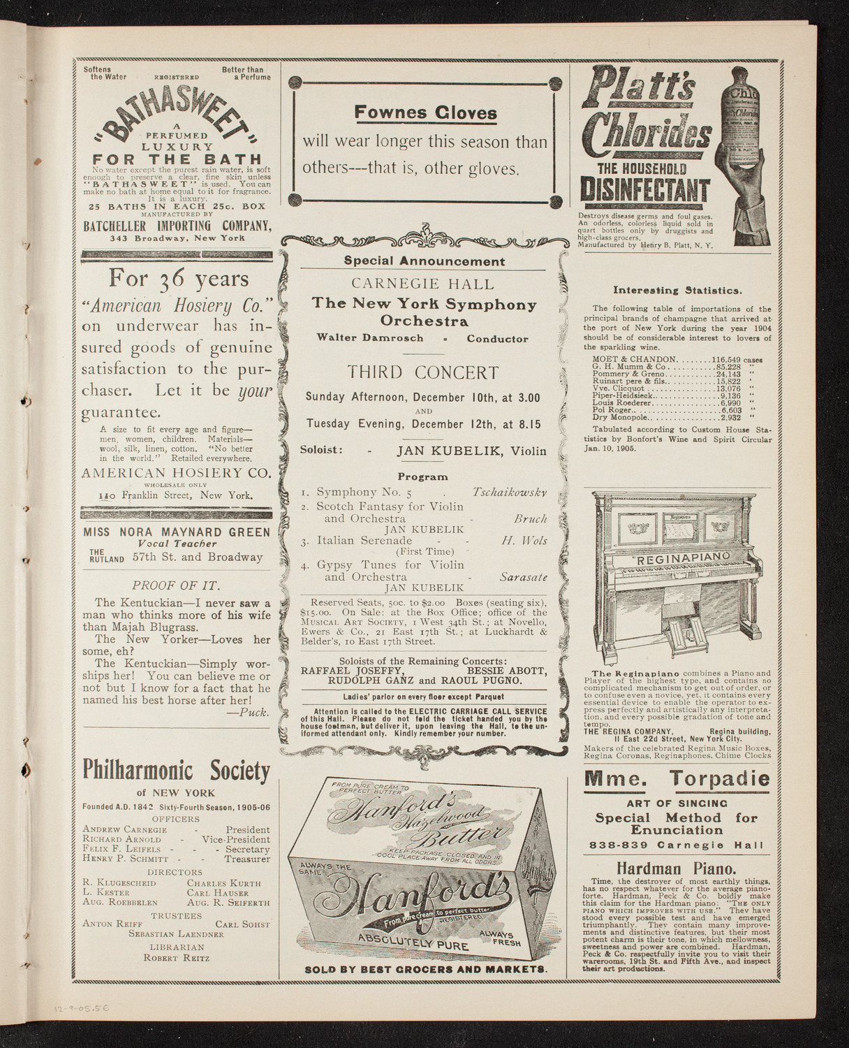 Oratorio Society of New York, December 9, 1905, program page 9