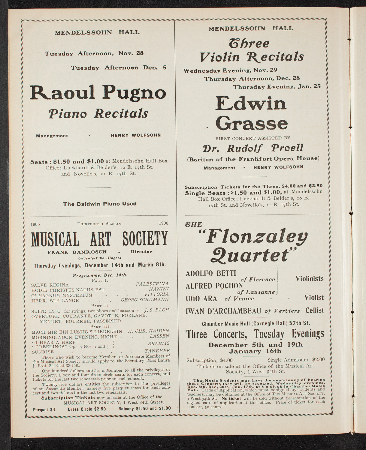 New York Symphony Orchestra, November 26, 1905, program page 10