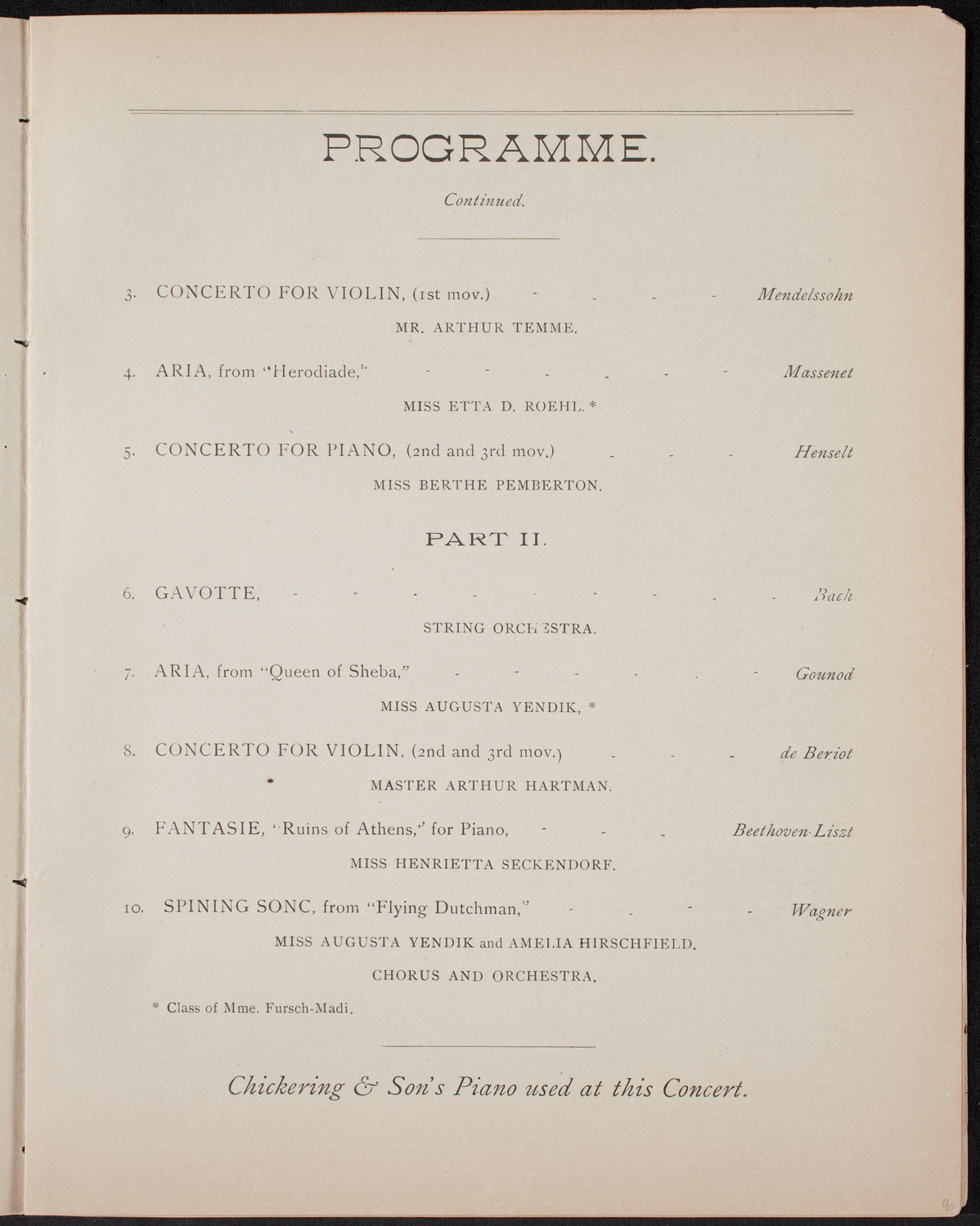 Students of New York College of Music, April 22, 1892, program page 7