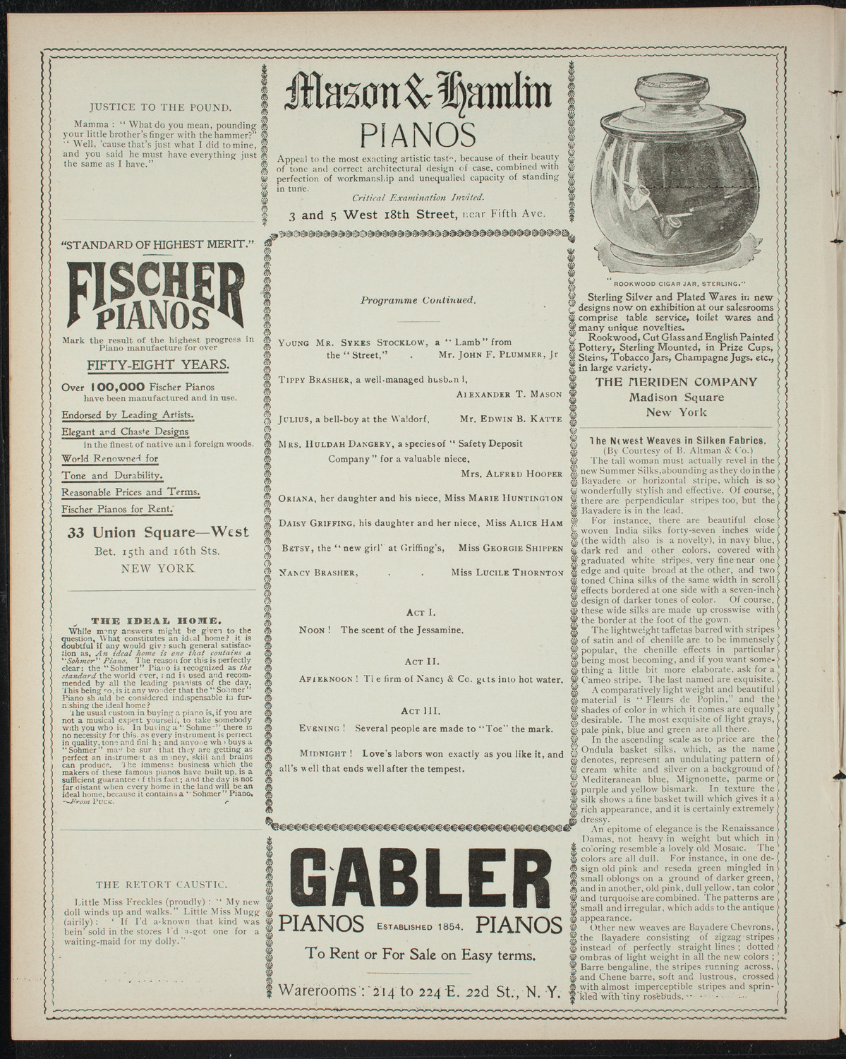 Amateur Comedy Club, February 17, 1898, program page 6