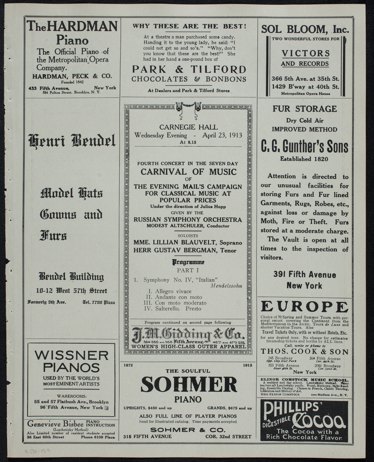 Russian Symphony Society of New York, April 23, 1913, program page 5