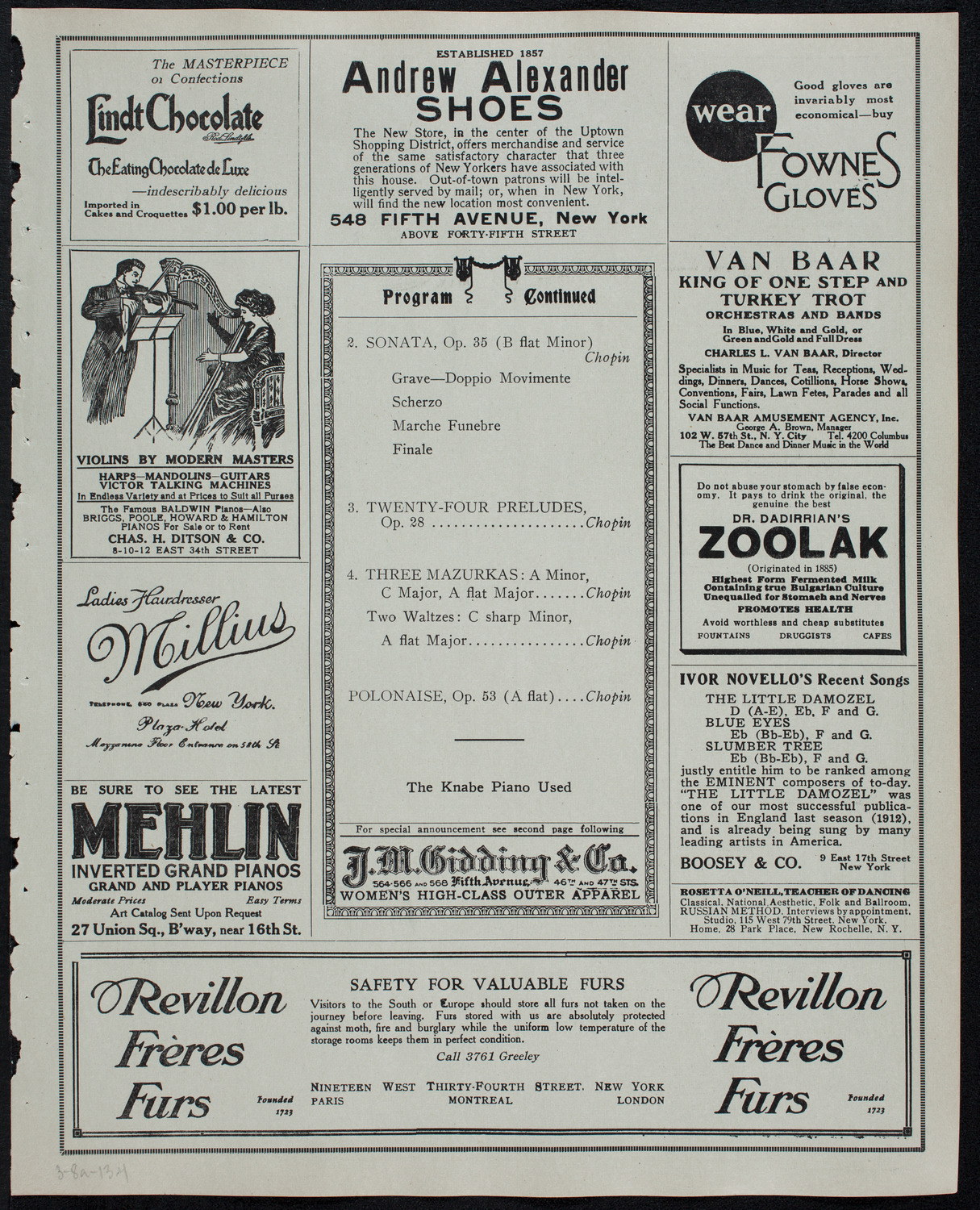 Leopold Godowsky, Piano, March 8, 1913, program page 7