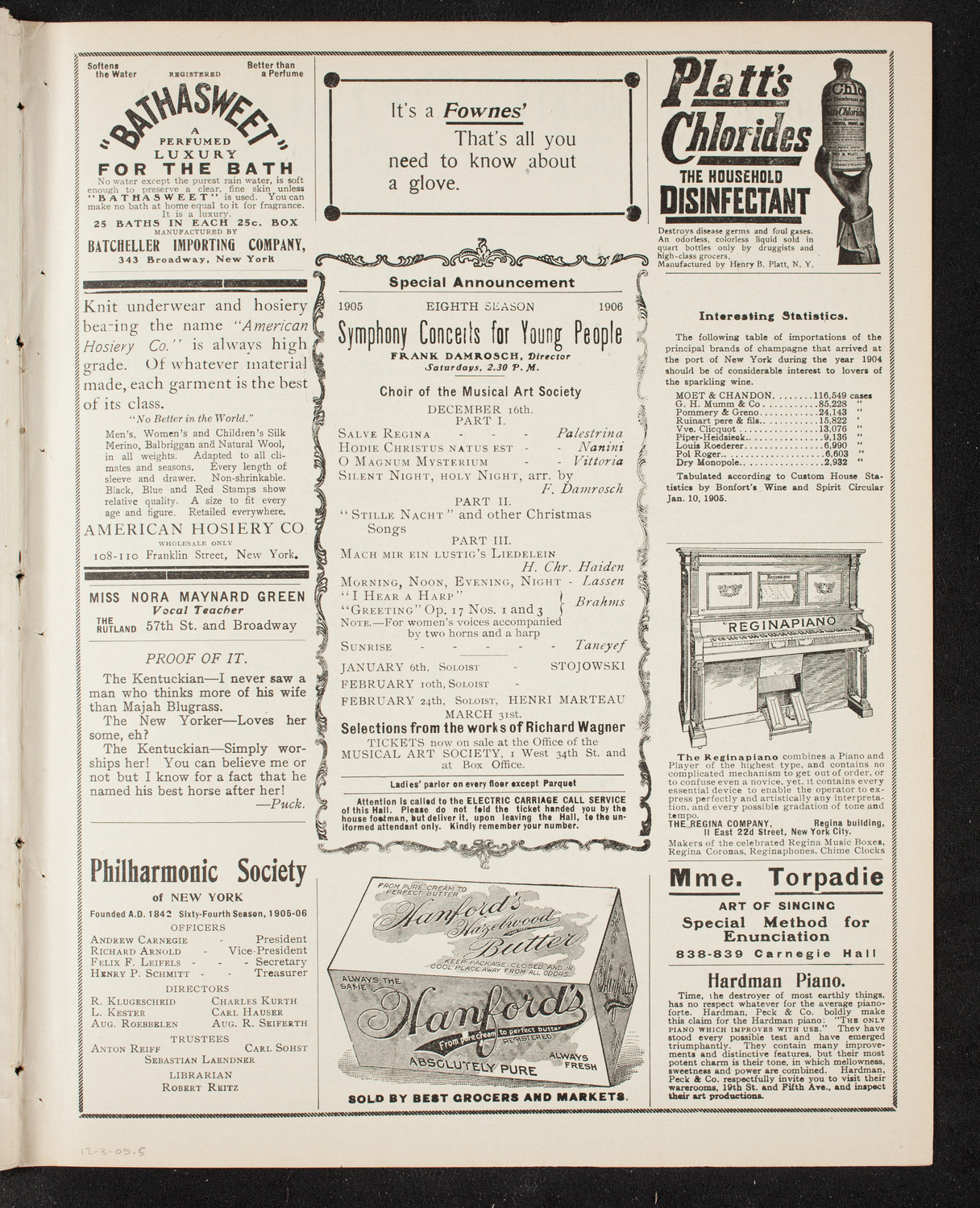 Benefit: German Hospital and Dispensary, December 3, 1905, program page 9