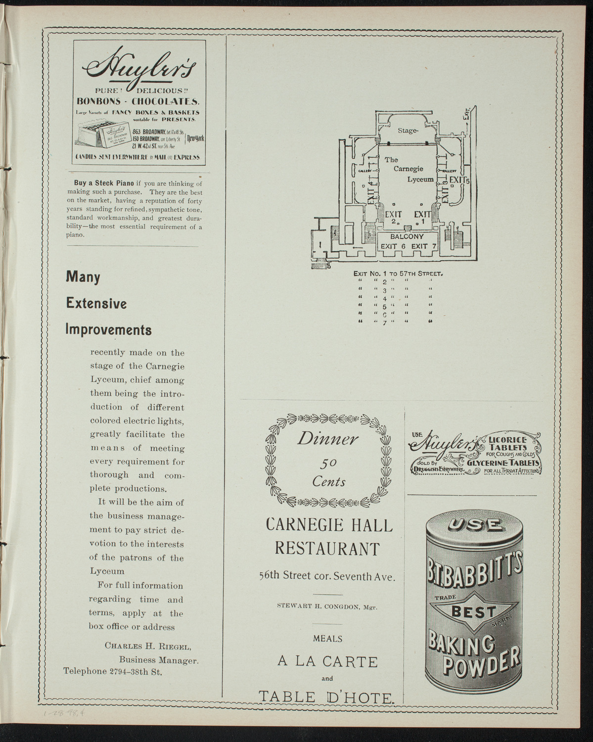 Garrick Amateurs, January 28, 1898, program page 7