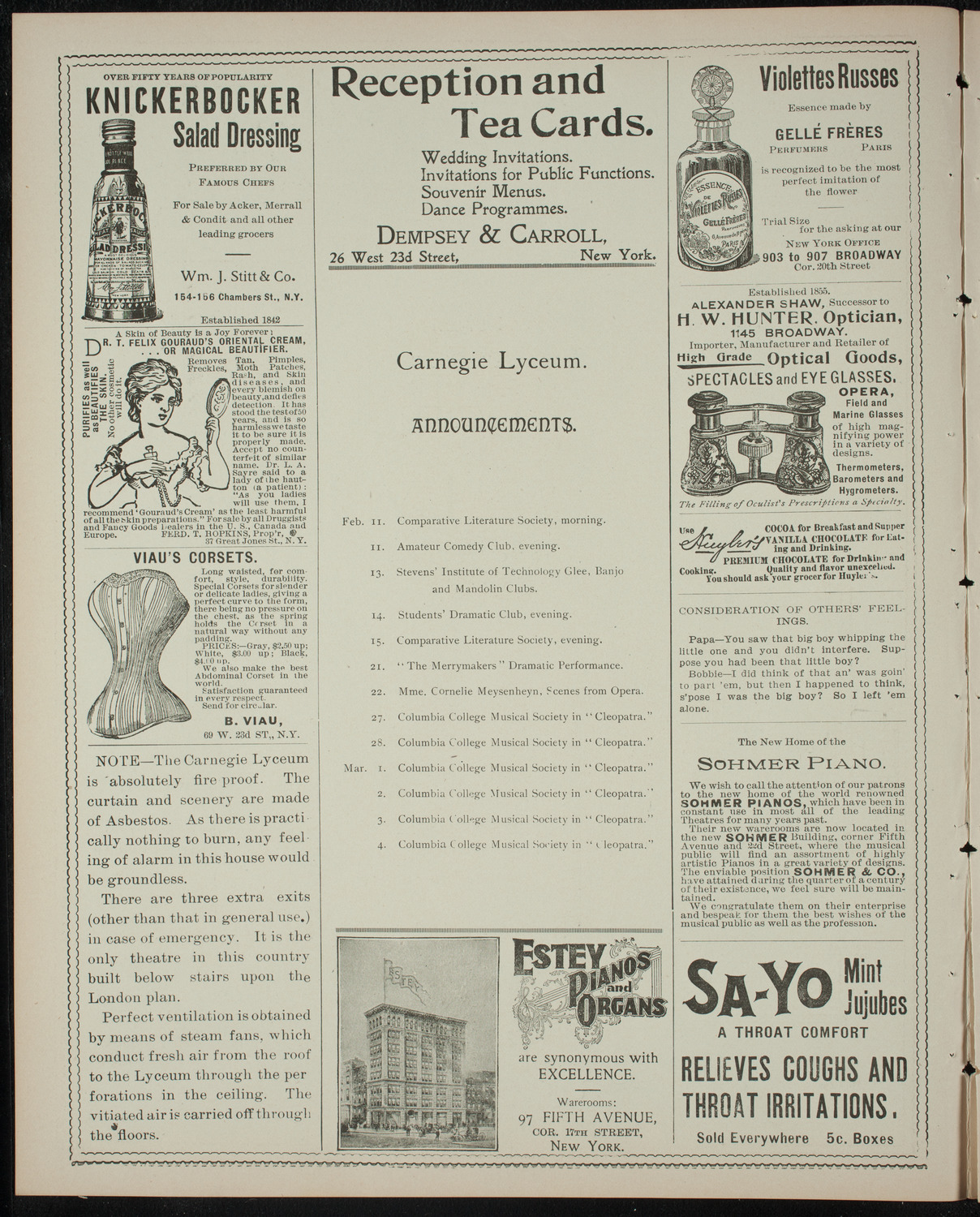 Amateur Comedy Club, February 10, 1899, program page 2