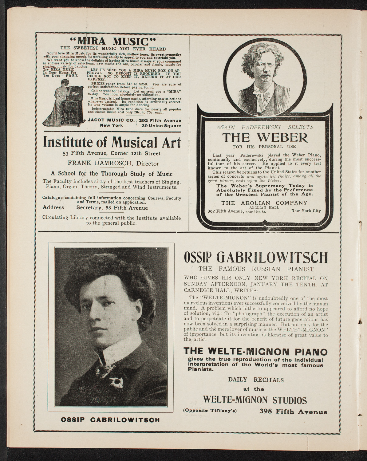 People's Choral Union with the Music School Settlement Orchestra, January 3, 1909, program page 6