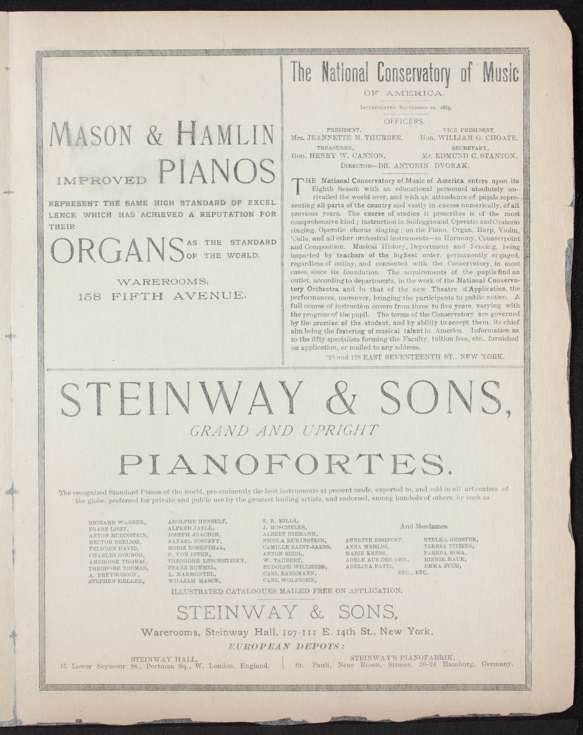 Frederic Dean's First Lenten Lecture, February 16, 1893, program page 3