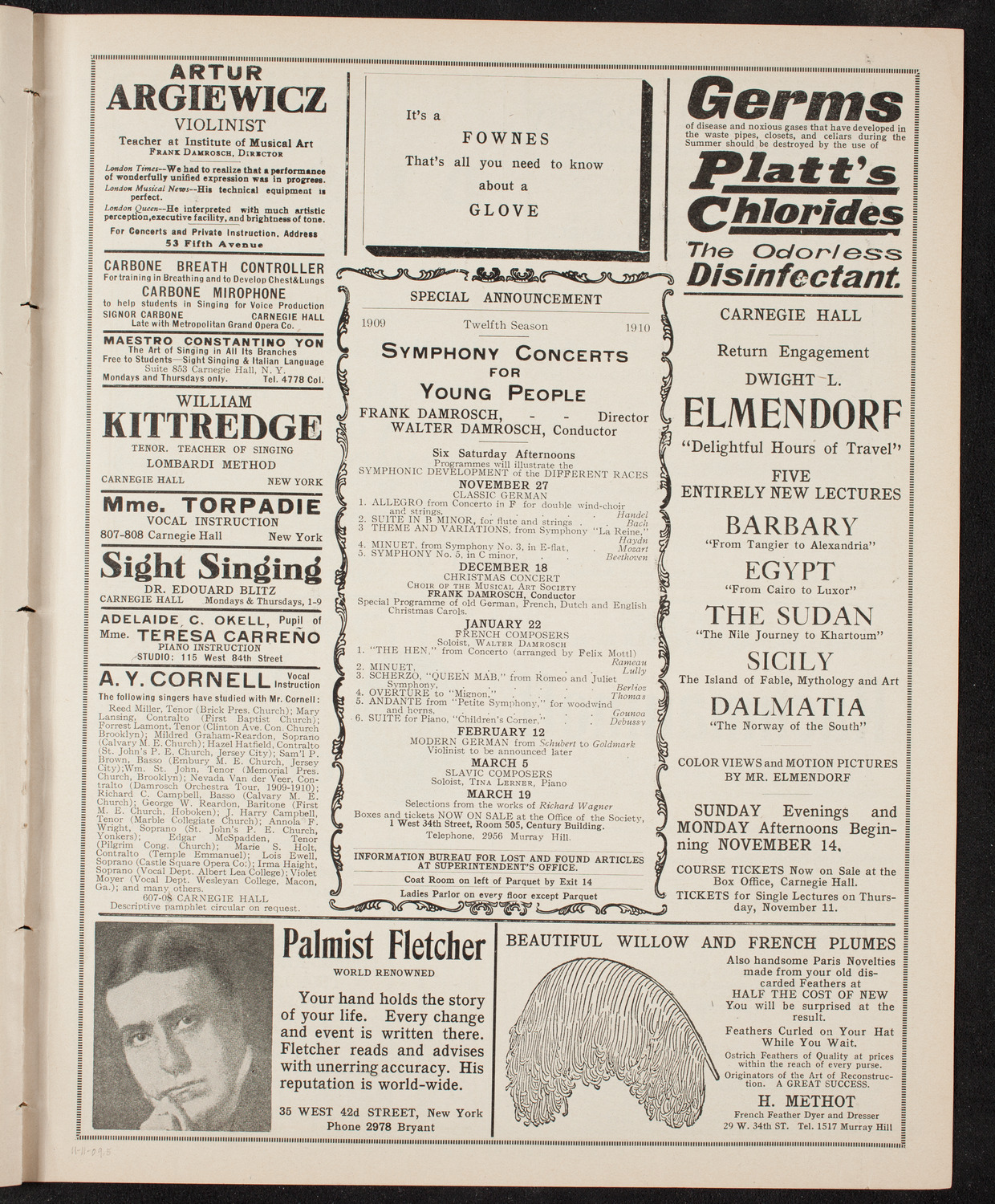 Boston Symphony Orchestra, November 11, 1909, program page 9