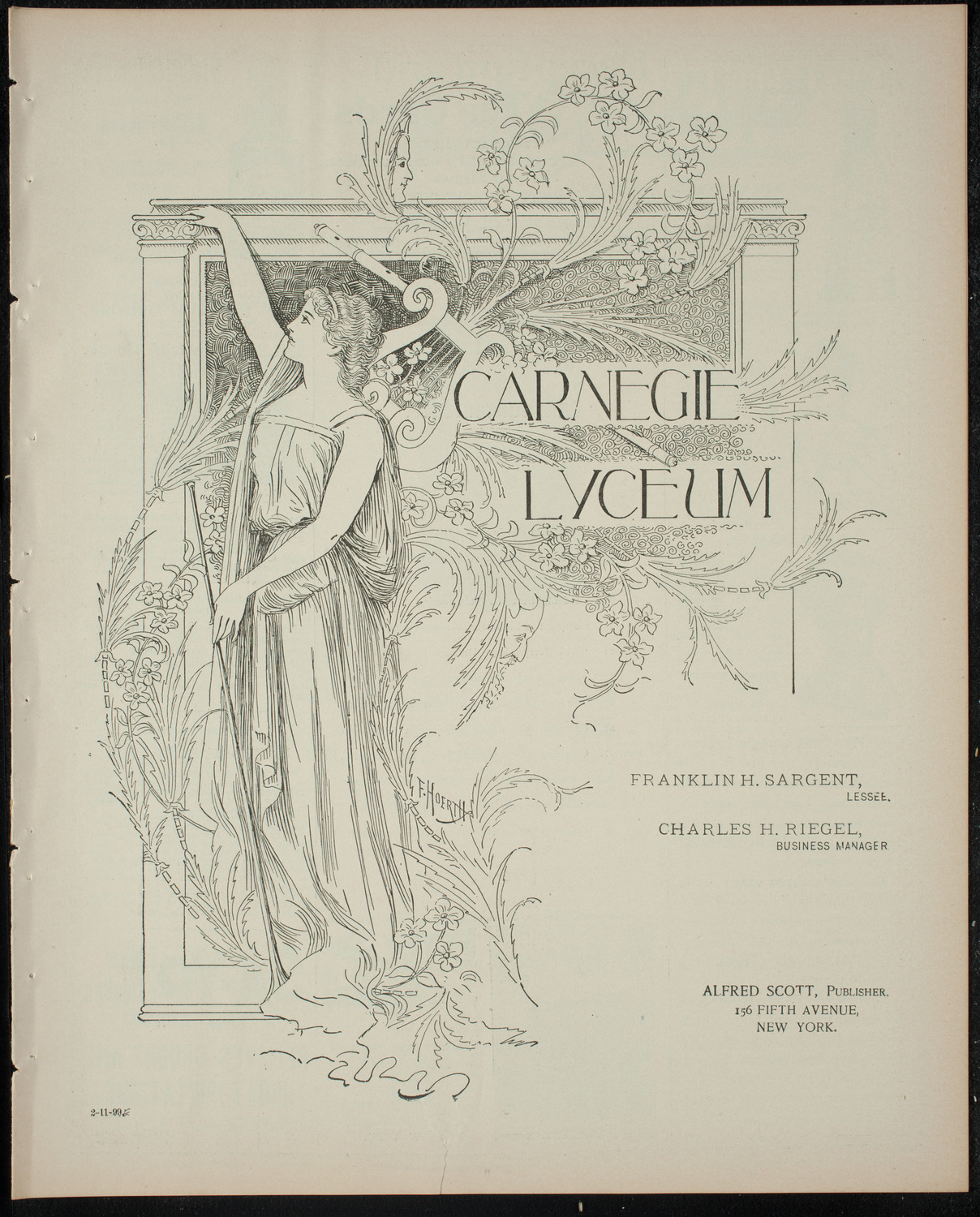 Amateur Comedy Club, February 11, 1899, program page 1