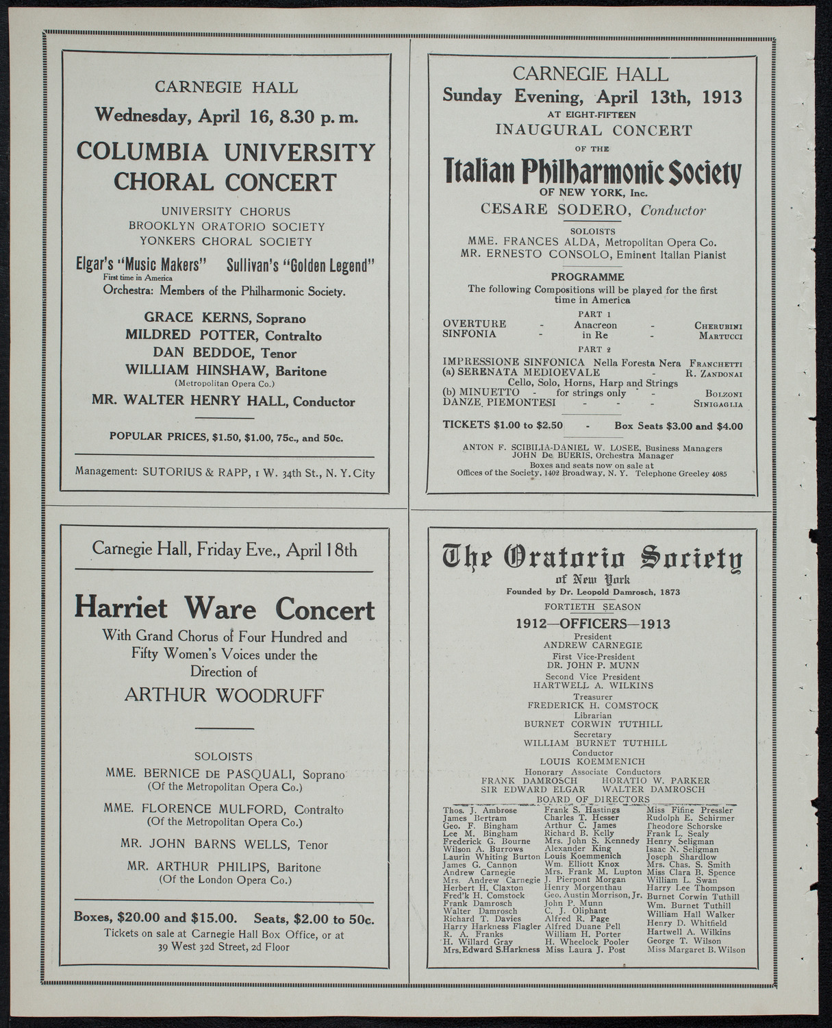 Russian Symphony Society of New York, March 30, 1913, program page 10