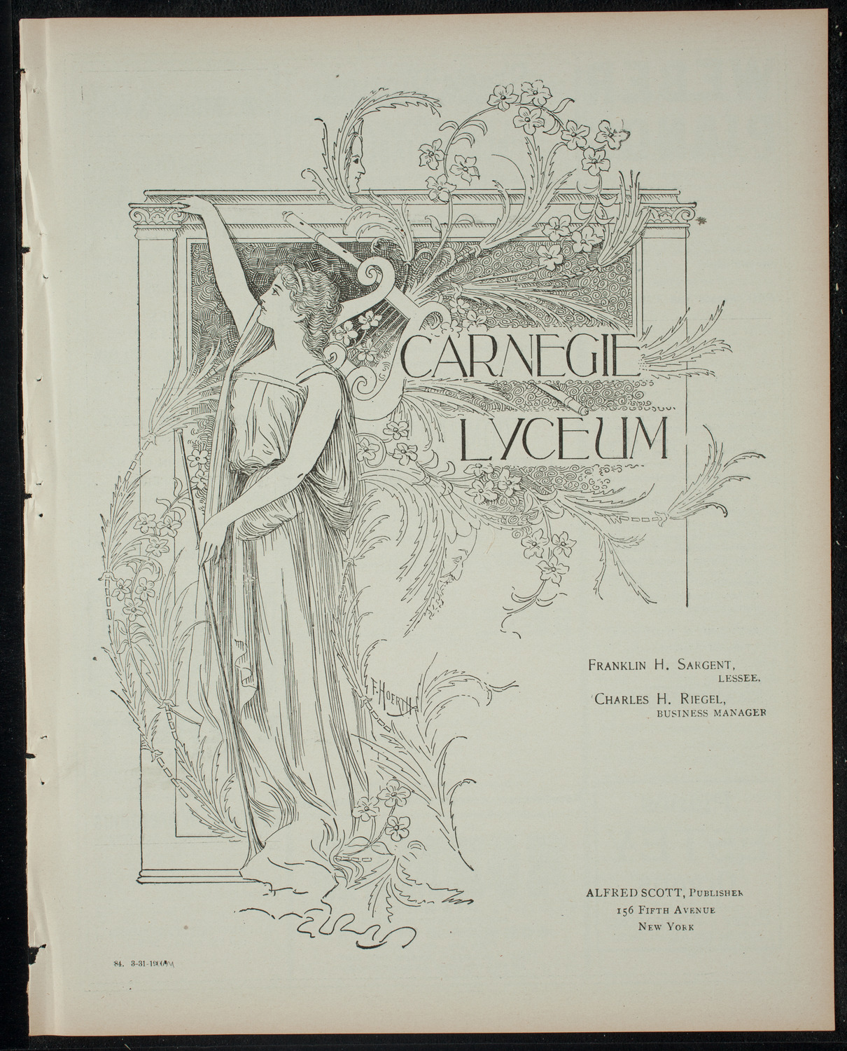 Comparative Literature Society, March 31, 1900, program page 1