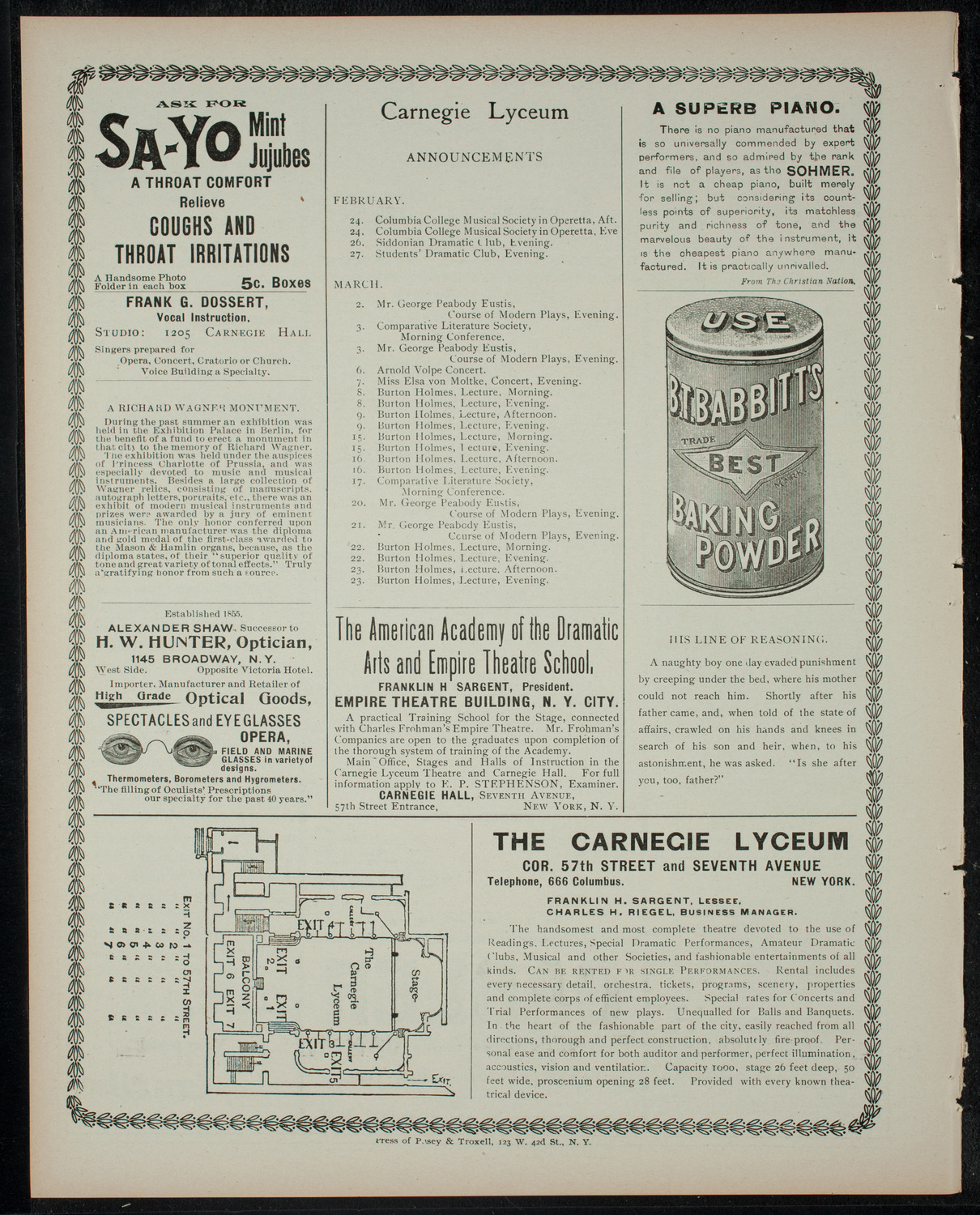 Columbia University Musical Society, February 23, 1900, program page 4