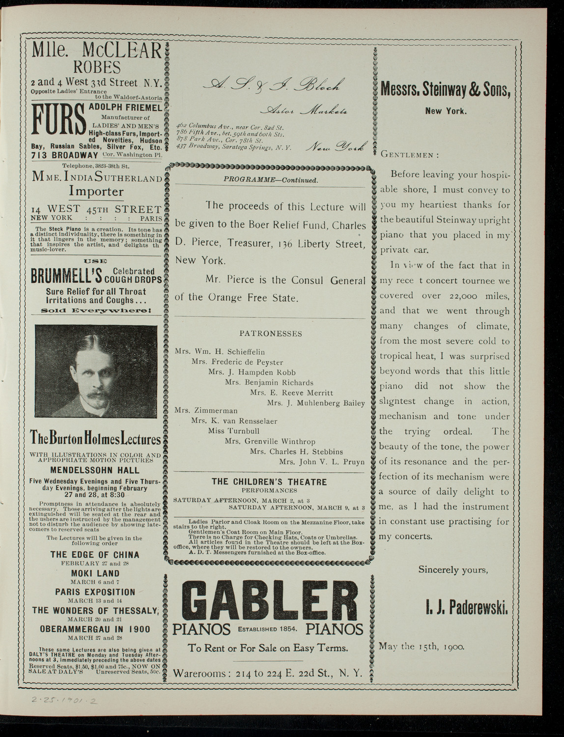 Lecture by Commandant W.D. Snyman, February 25, 1901, program page 3