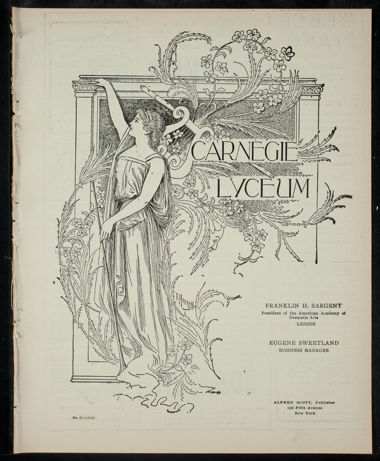 Academy Stock Company of the American Academy of Dramatic Arts/Empire Theatre Dramatic School, January 10, 1903, program page 1