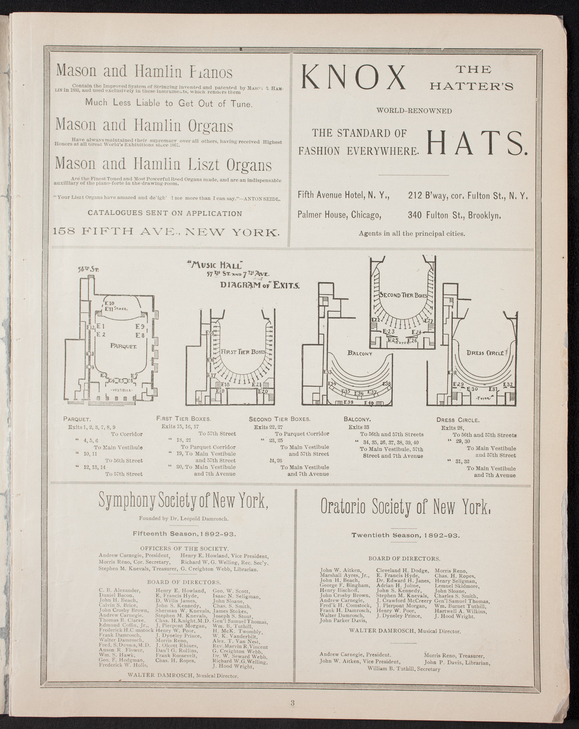 New York Banks' Glee Club, December 14, 1892, program page 3