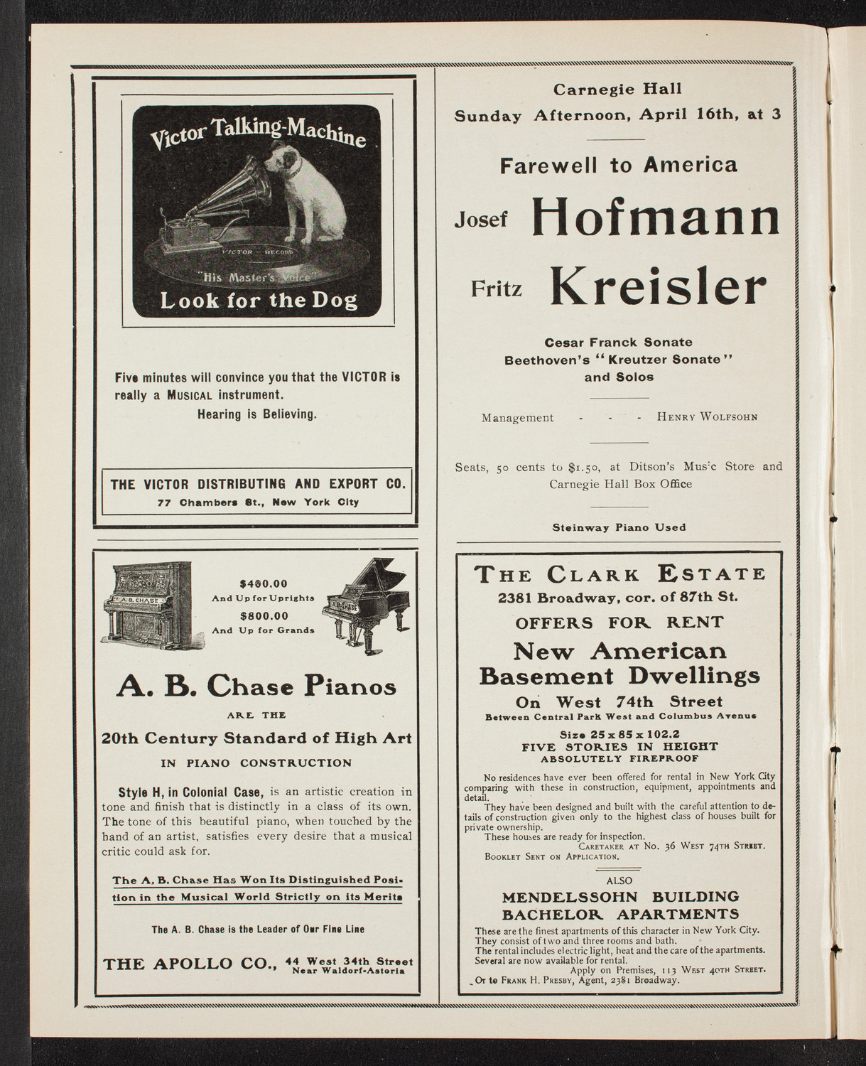 Eugen d'Albert, Piano, April 11, 1905, program page 2