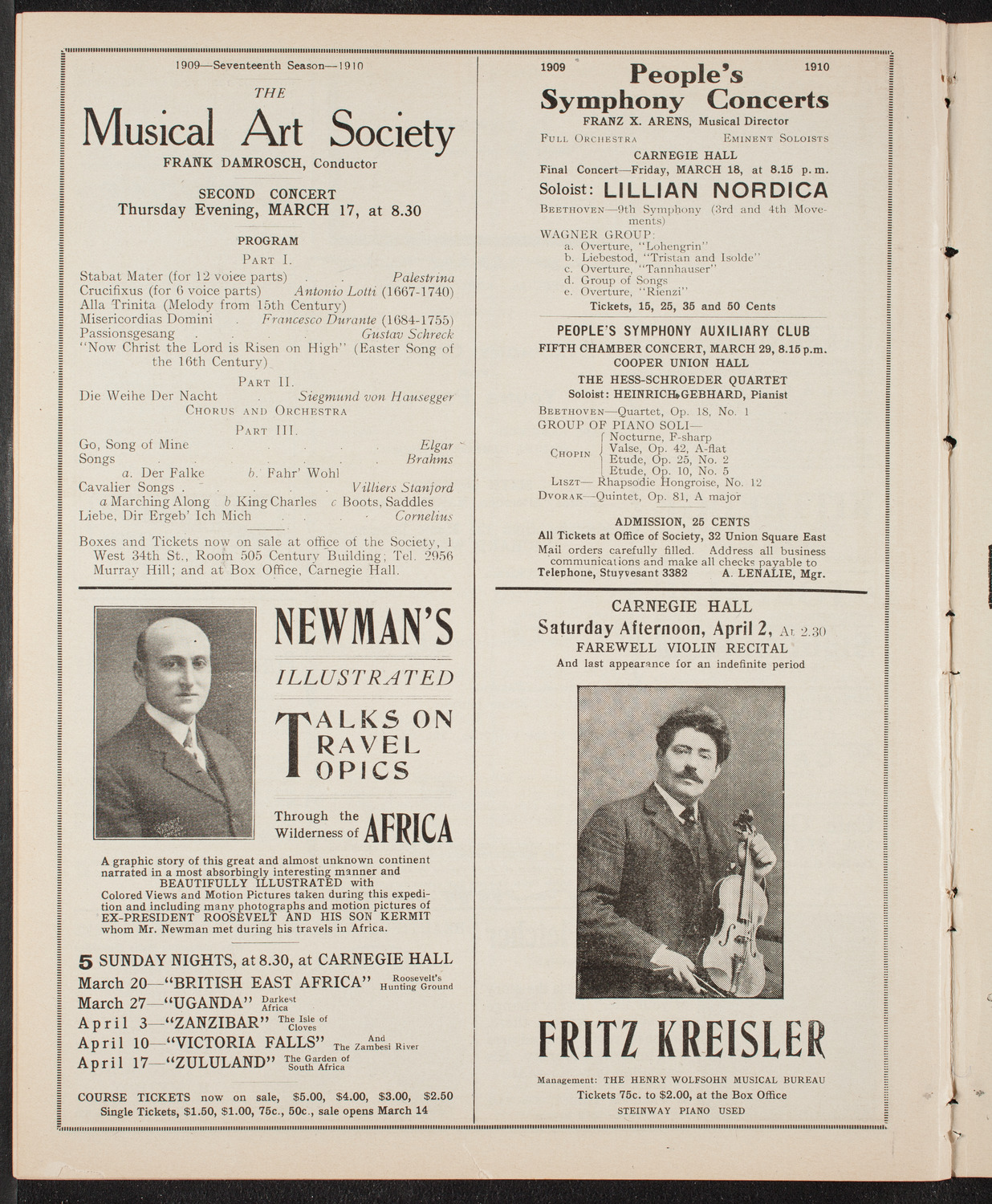 Maud Allan with The Russian Symphony Orchestra, March 10, 1910, program page 10