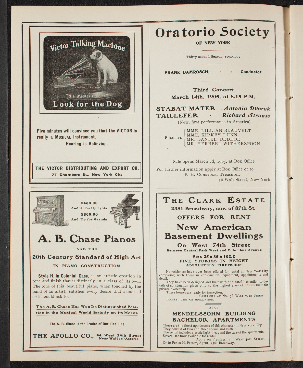 Musical Art Society of New York, March 9, 1905, program page 2