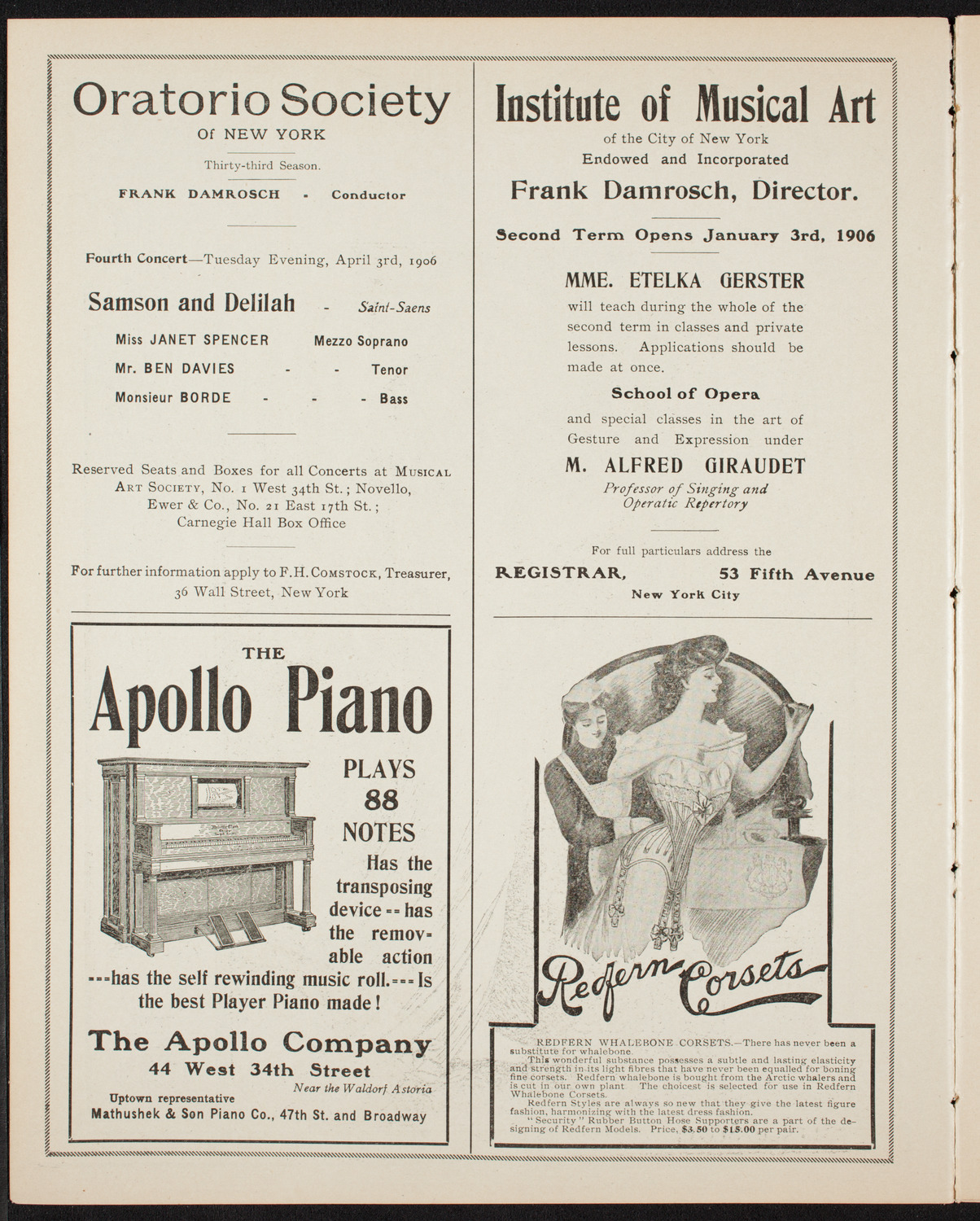 Oratorio Society of New York, February 20, 1906, program page 2