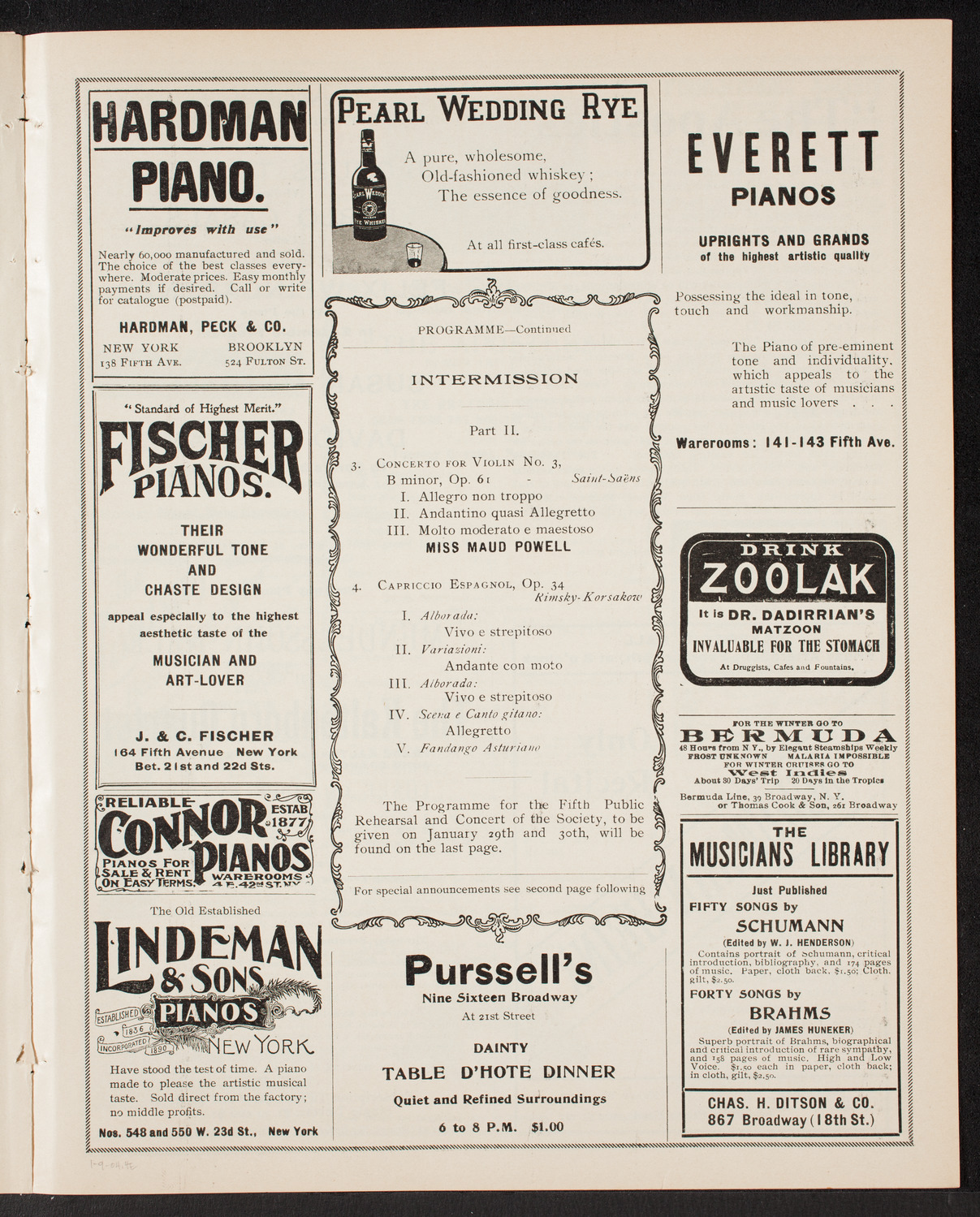 New York Philarmonic, January 9, 1904, program page 7
