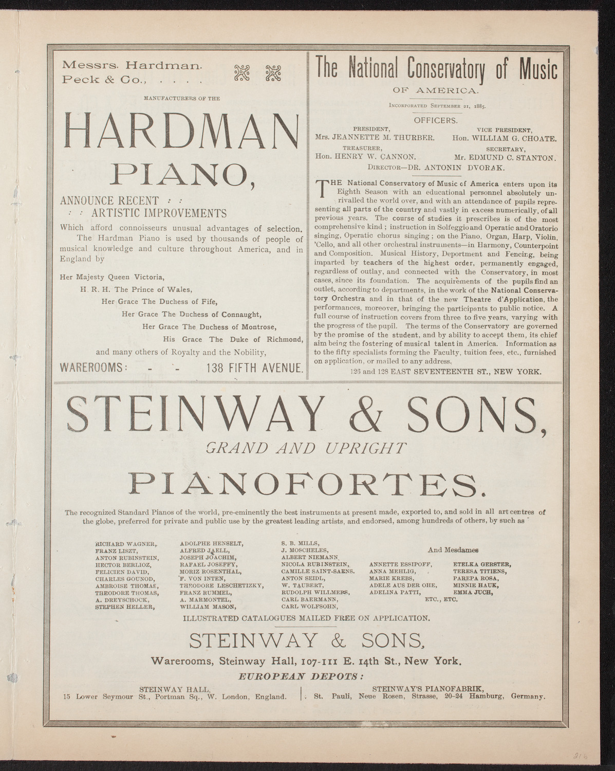 Damrosch Sunday Concert, February 26, 1893, program page 5