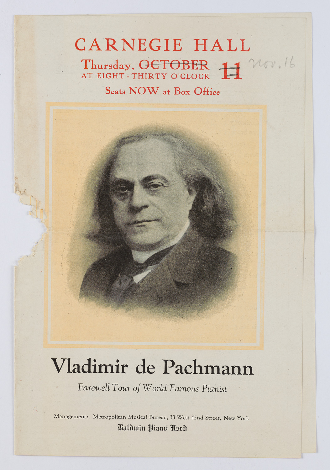 Vladimir de Pachmann, November 16, 1923