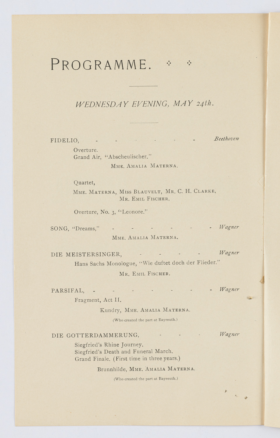 Amalia Materna/ New York Symphony Orchestra, May 1893