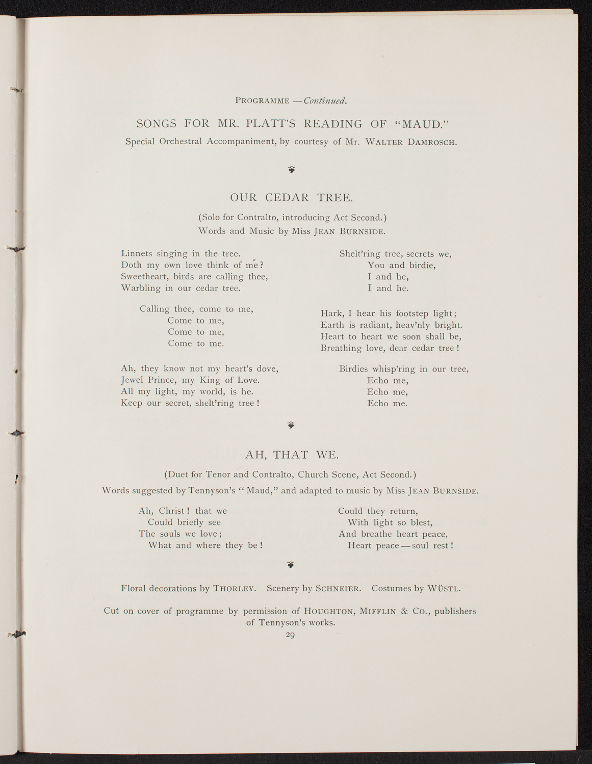 Tennyson's "Maud", April 23, 1892, program page 30