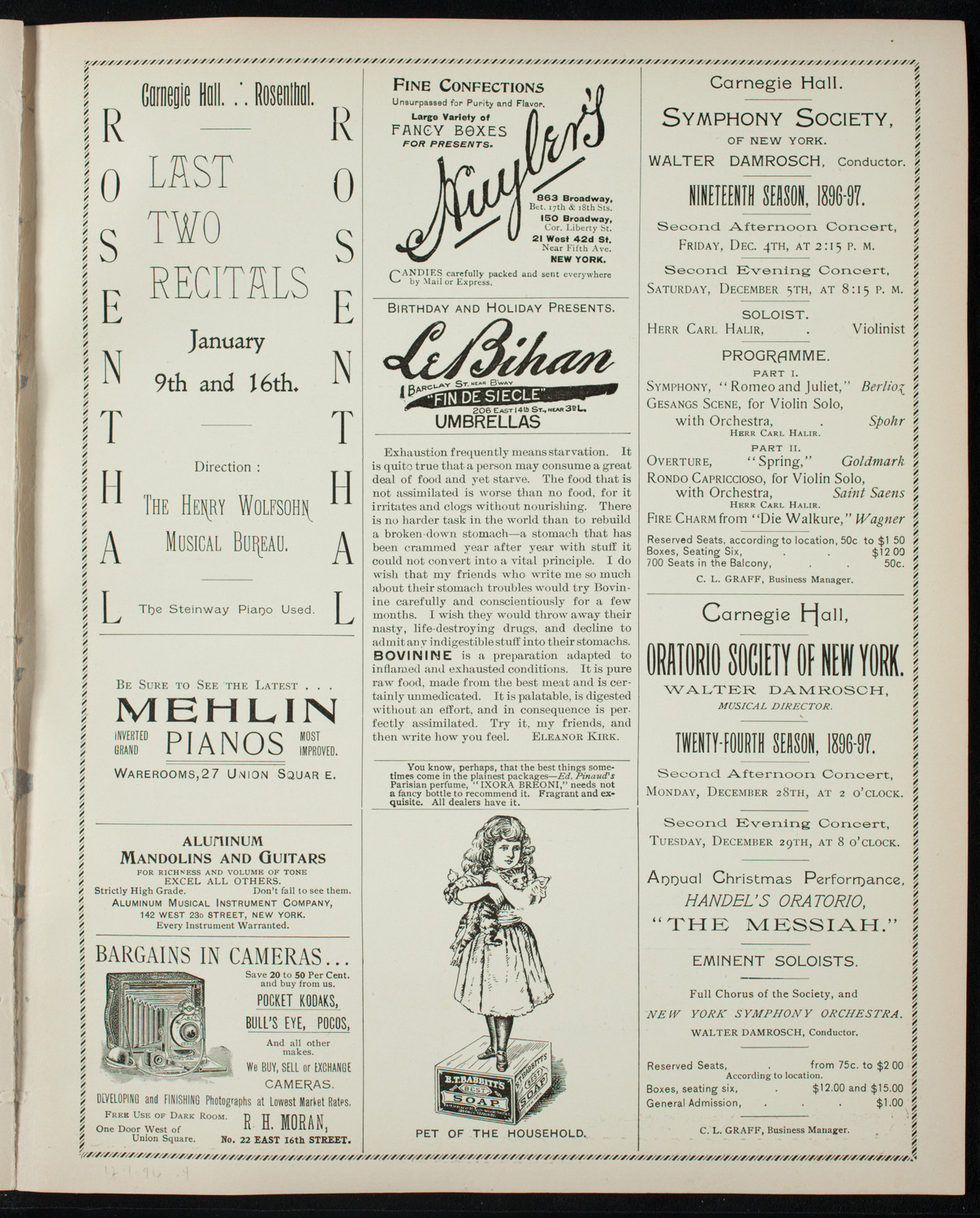 Oratorio Society of New York, December 1, 1896, program page 7