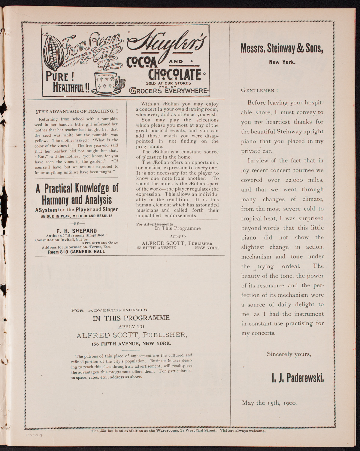 Sousa and His Band, January 6, 1901, program page 5