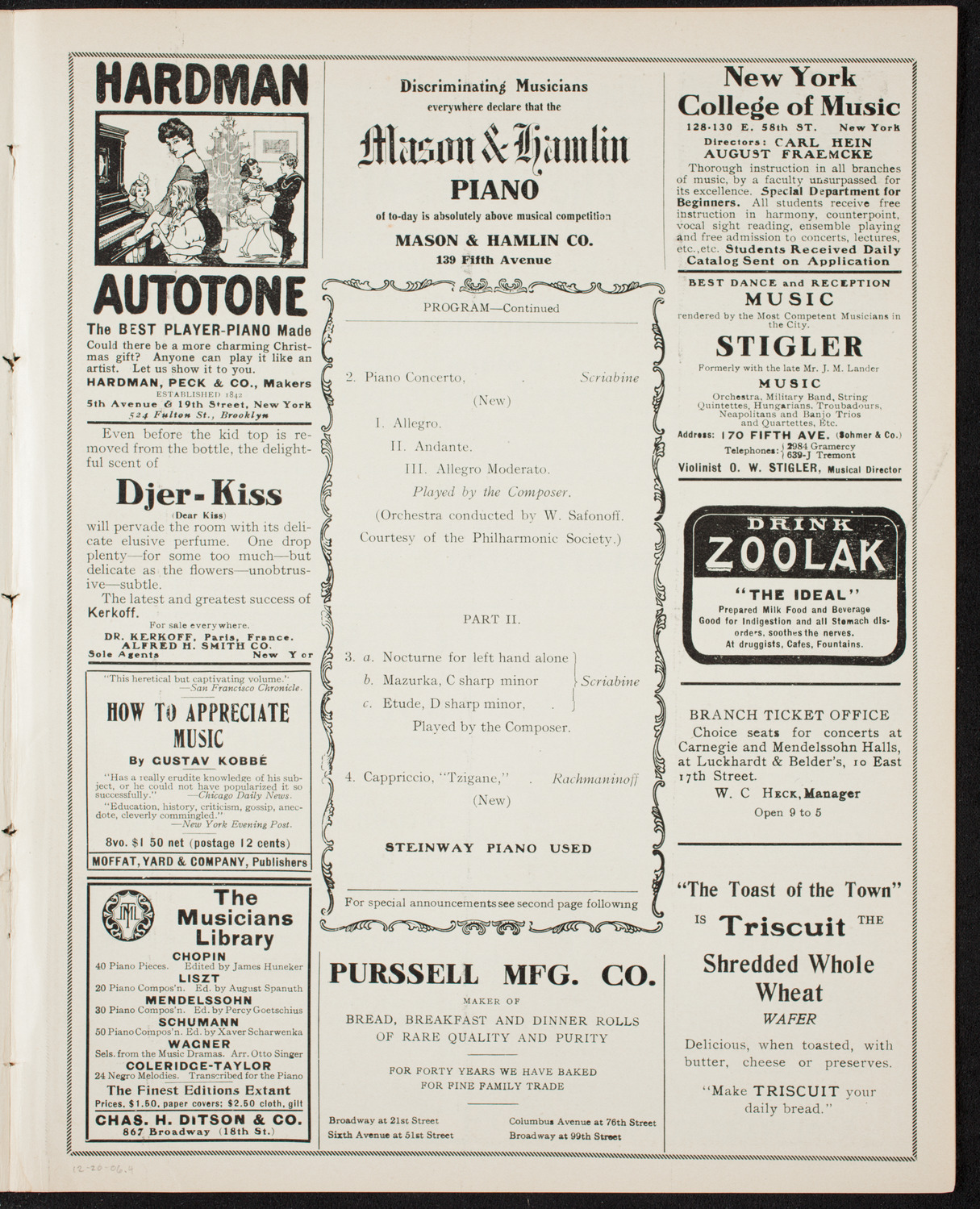 Russian Symphony Society of New York, December 20, 1906, program page 7