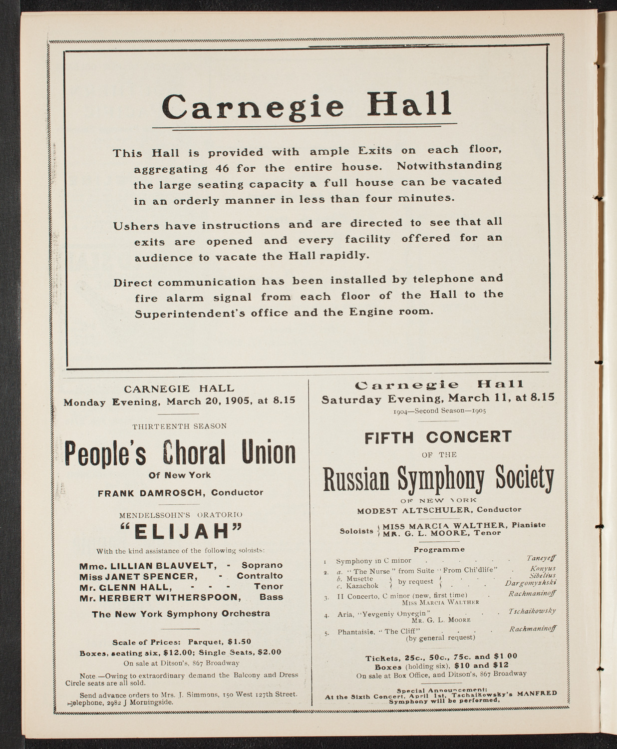 Russian Symphony Society of New York, February 25, 1905, program page 10