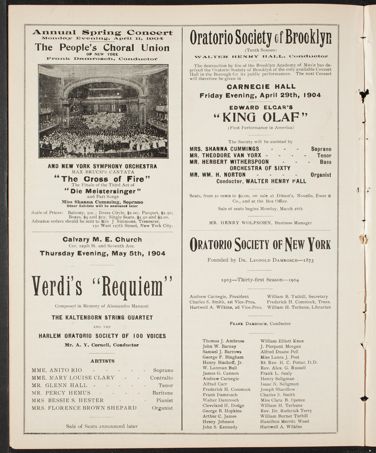 Oratorio Society of New York, March 24, 1904, program page 8
