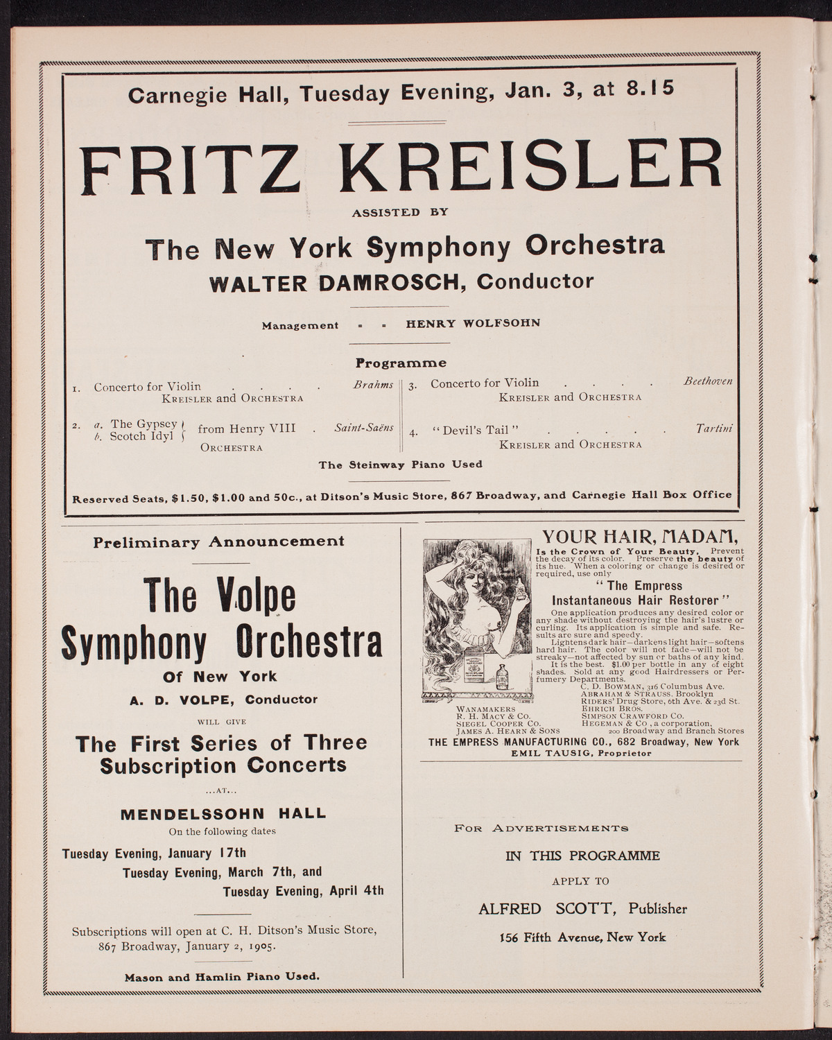 Sousa and His Band, December 27, 1904, program page 10