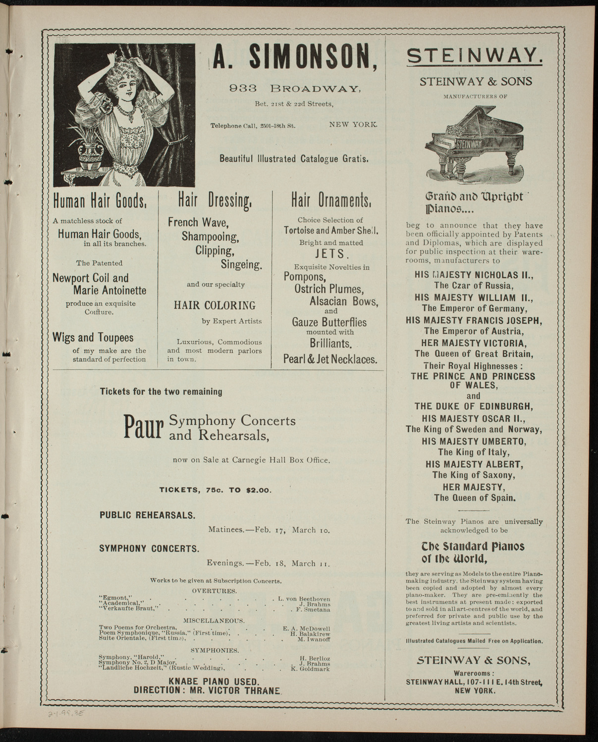 Trinity School Theatrical Presentation, February 1, 1899, program page 5