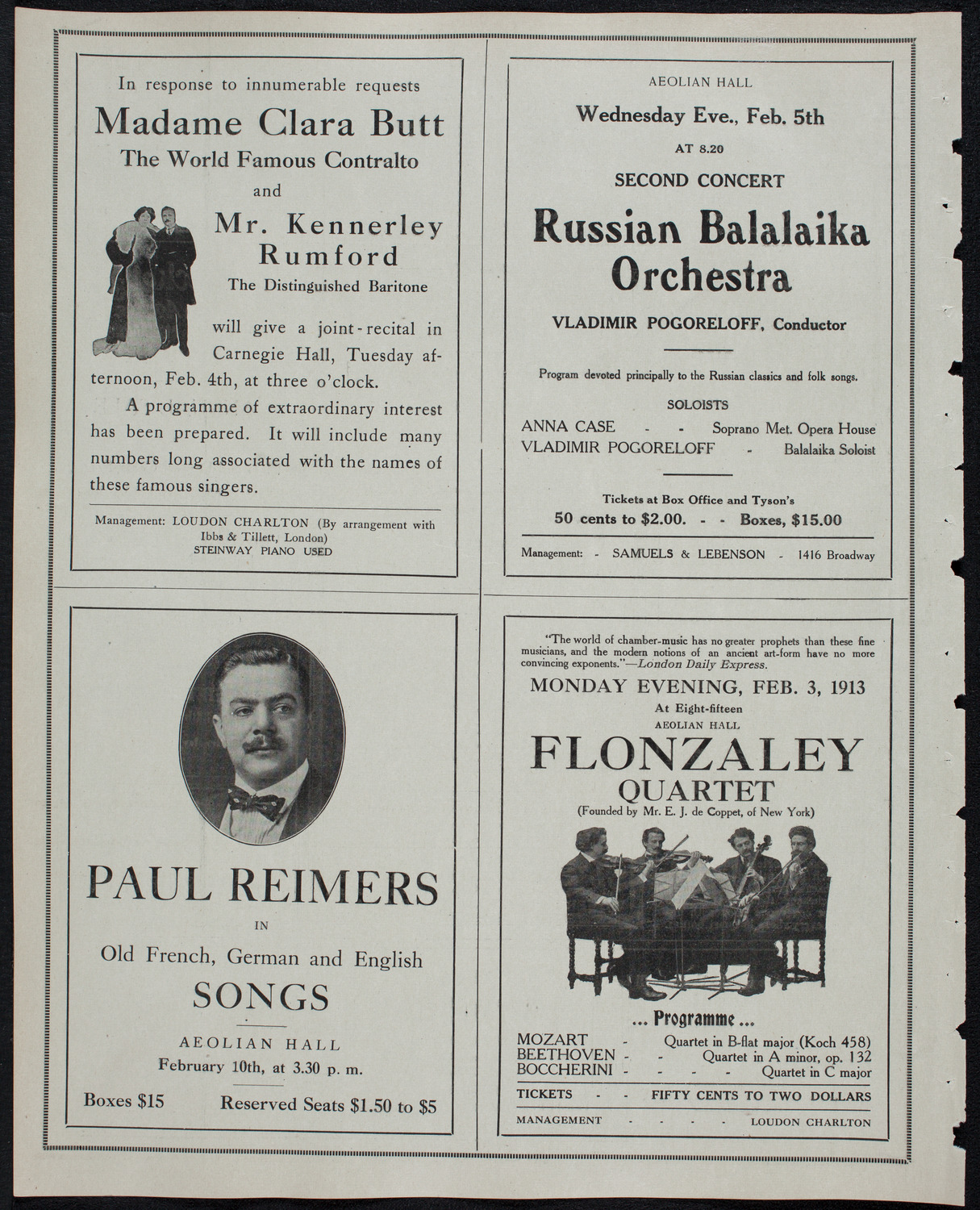 New York Philharmonic, February 2, 1913, program page 10