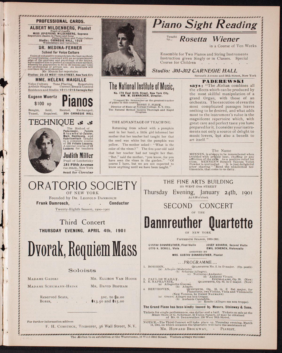 New York Philharmonic, January 11, 1901, program page 3