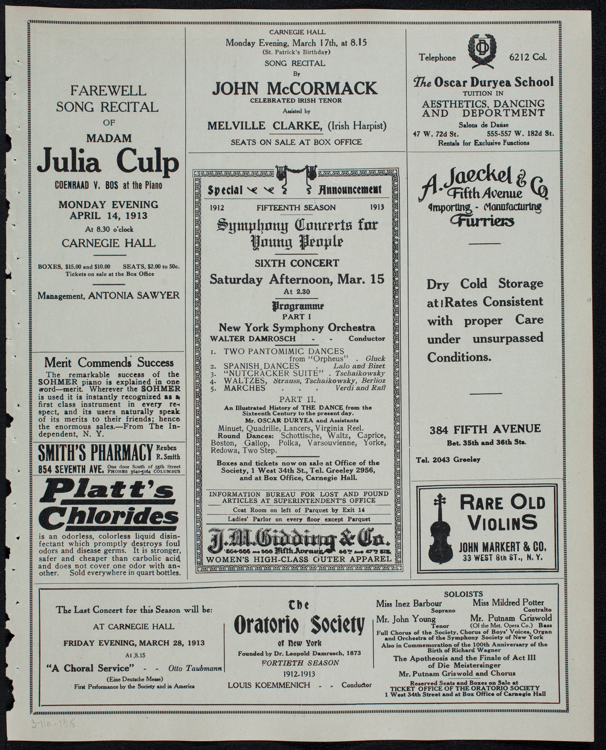 Edmond Clement, Tenor, March 11, 1913, program page 9