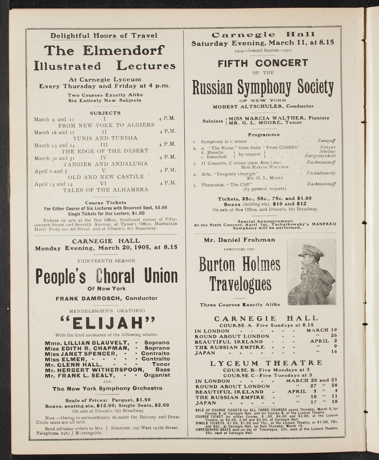 Musical Art Society of New York, March 9, 1905, program page 10