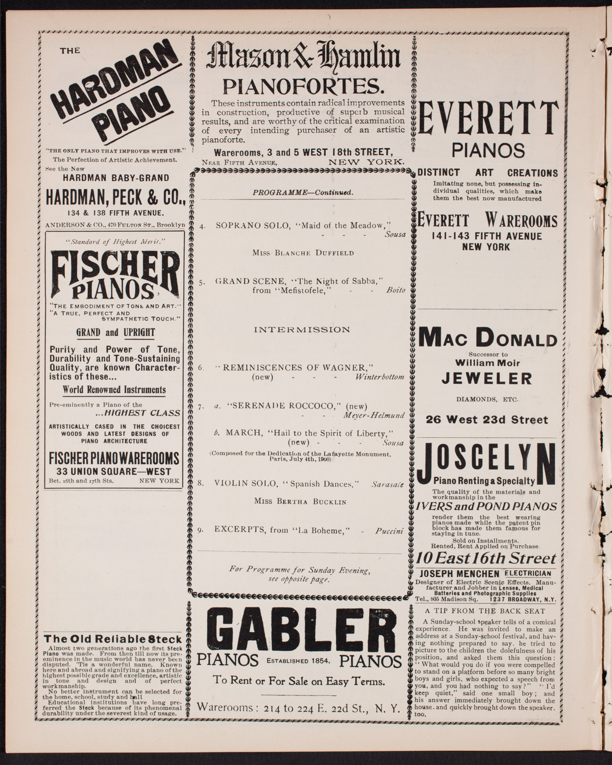 Sousa and His Band, January 5, 1901, program page 6