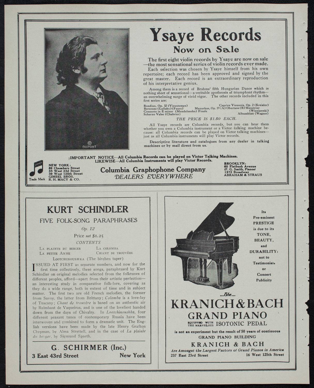 John McCormack, Tenor, March 17, 1913, program page 6