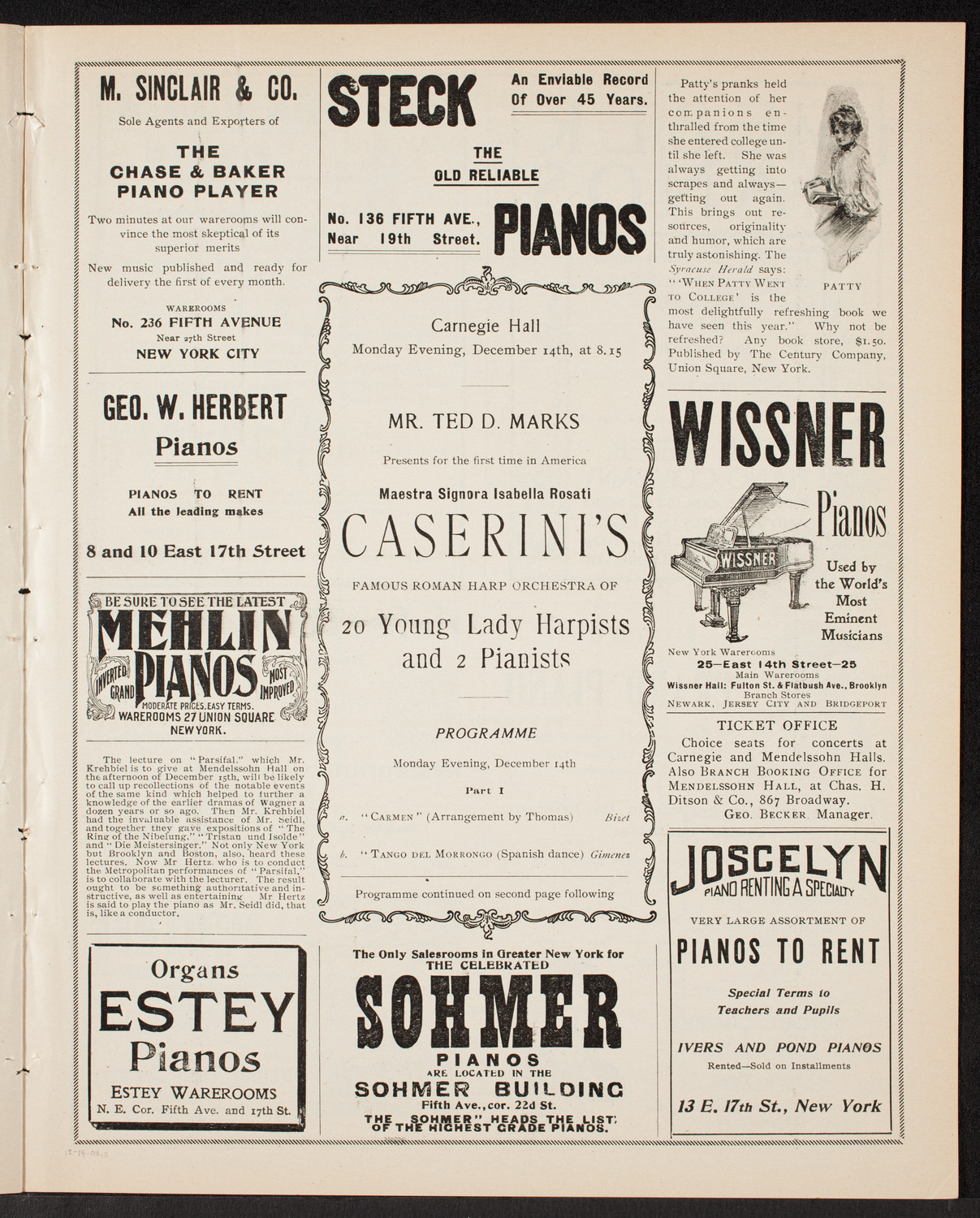 Caserini's Famous Roman Harp Orchestra, December 14, 1903, program page 5